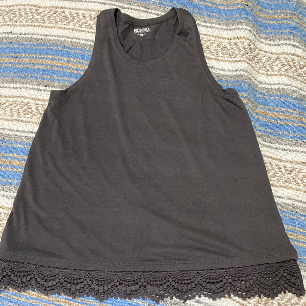 Lace hemmed racer back tank